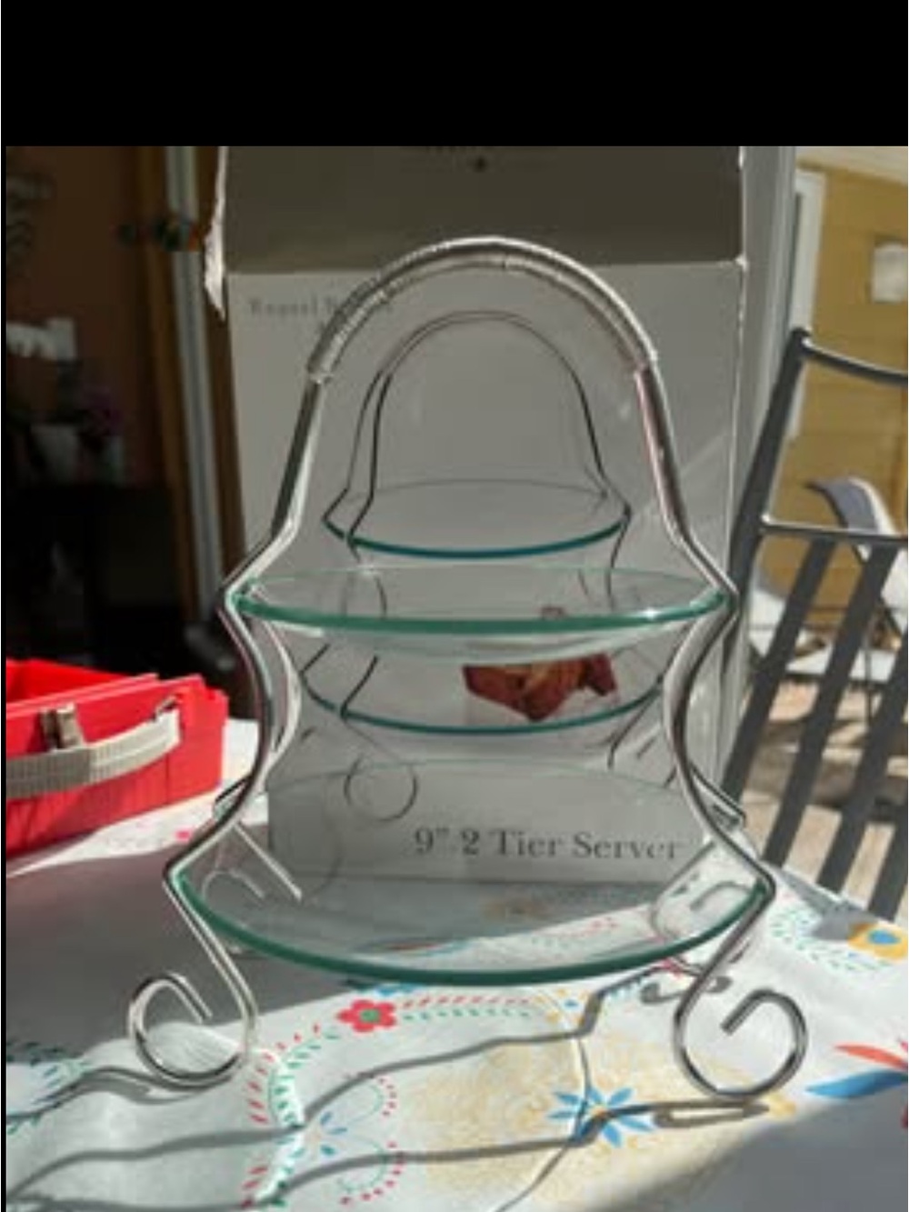 12.5" 2-Tier Glass Server - Clear - OPEN BOX Like New Vintage - Picture 2 of 3